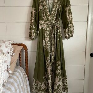 Zimmermann | Elegant Green Floral Maxi Dress